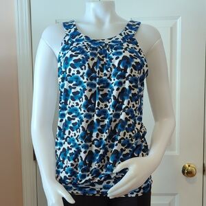 INC Petite Blue Cheetah Print Sleeveless Top Size M